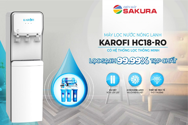 Thông số kích thước máy lọc nước nóng lạnh Karofi HC18RO