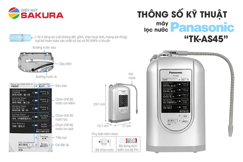 Thông số kỹ thuật máy lọc nước Panasonic TK-AS45