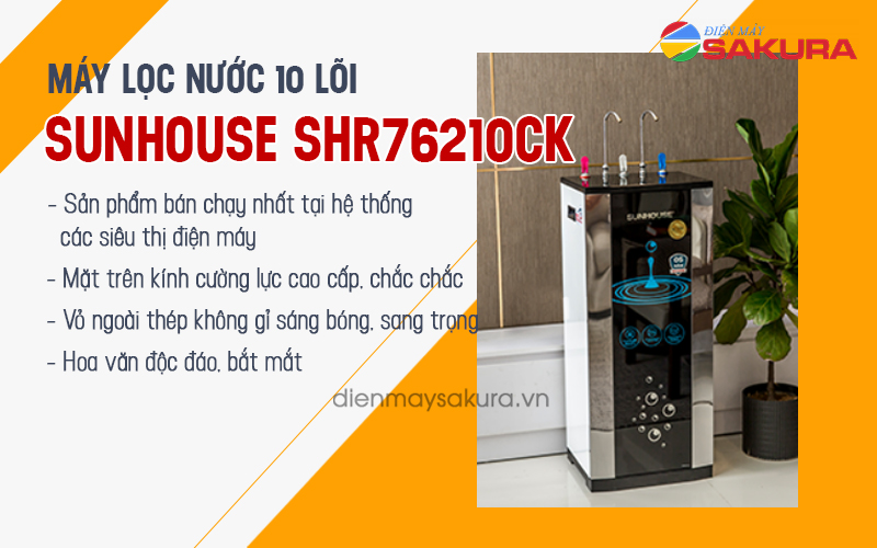 Máy lọc nước sở hữu vẻ ngoài ấn tượng Sunhouse SHR76210CK