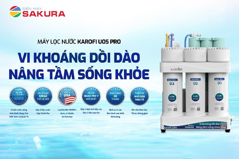 Máy lọc nước để gầm Karofi KAQ-U05 Pro có lượng vi khoáng dồi dào nâng tầm sức khỏe
