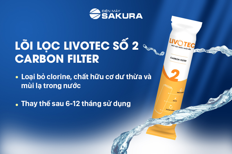 Lõi lọc Livotec số 2 Carbon Filter giúp nguồn nước trở nên sạch hơn