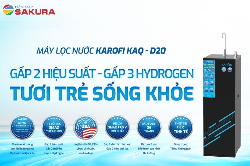 Karofi KAQ-D20 gấp 2 hiệu suất lọc - gấp 3 Hydrogen