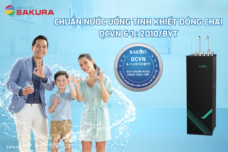 Karofi KAD-M68 cho nguồn nước đạt quy chuẩn QCVN 6-1:2010 BYT