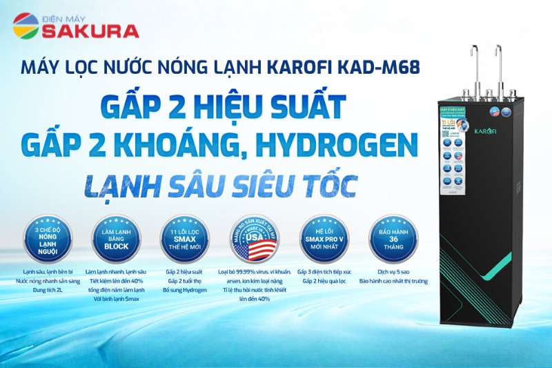 M&aacute;y lọc nước n&oacute;ng lạnh Karofi KAD-M68 - Tiện &iacute;ch vượt trội