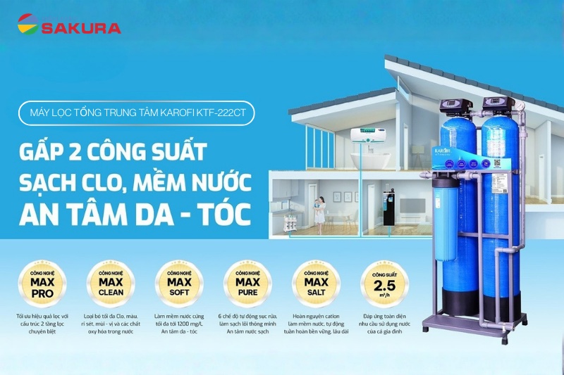 Lọc tổng đầu nguồn Karofi KTF-222CT hiện đại, mạnh mẽ