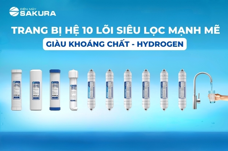 Máy lọc nước để gầm Hòa Phát HWU1A022 trang bị 10 lõi siêu lọc