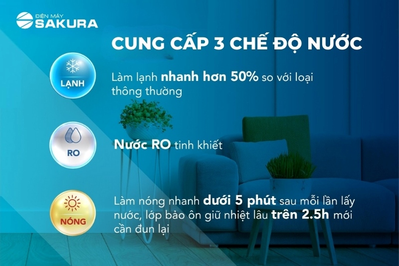 Máy nóng lạnh Hòa Phát HWBS1A1021 cung cấp 3 chế độ nước