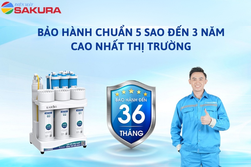 Máy lọc nước KAQ-U03 Pro có chế độ bảo hành vượt trội 