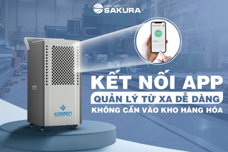 Máy hút ẩm công nghiệp Kosmen KM-150S tích hợp app điều khiển trên điện thoại