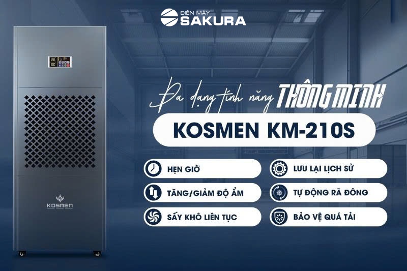 Các tính năng hiện đại tích hợp trong máy hút ẩm công nghiệp Kosmen KM-210S