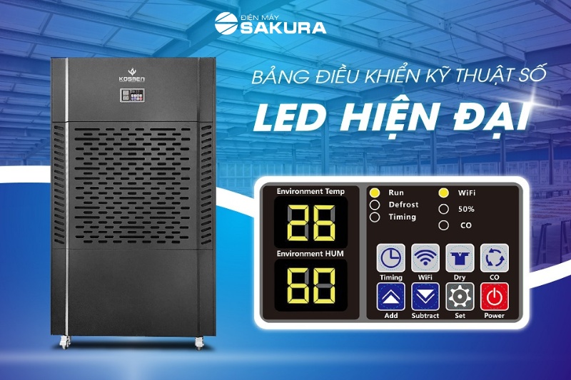 Máy hút ẩm công nghiệp Kosmen KM-480S sở hữu bảng điều khiển hiện đại