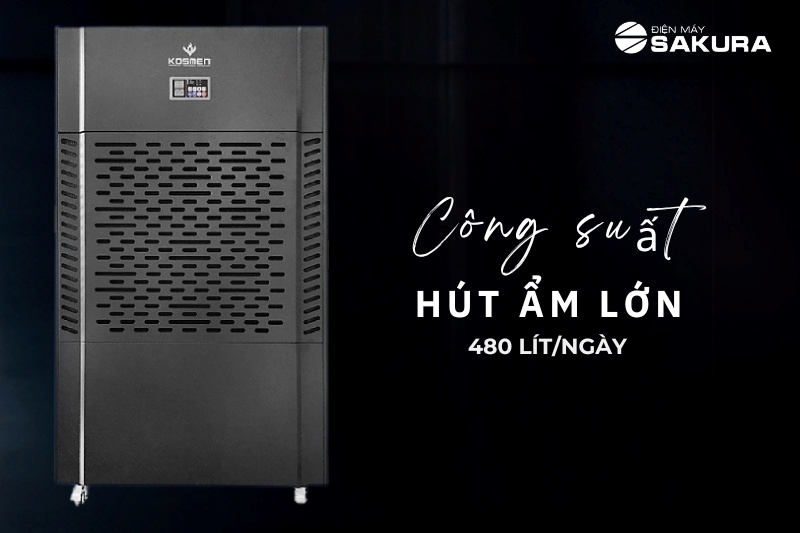 Máy hút ẩm công nghiệp Kosmen KM-480S với công suất hút ẩm lớn