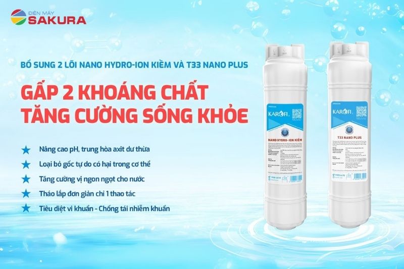 Máy lọc nước nóng lạnh KAD-L82 bổ sung 2 lõi lọc tân tiến