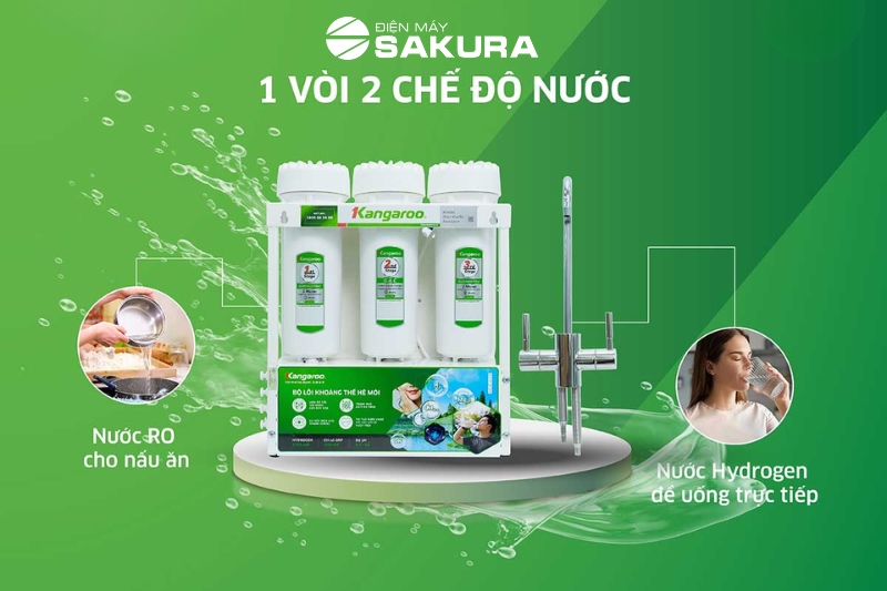 1 vòi cho ra 2 chế độ nước RO/Hydrogen tiện lợi, độc đáo 