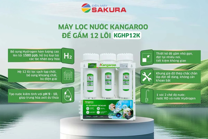 Kangaroo Hydrogen KGHP12K - thiết bị lọc hoàn hảo cho gian bếp