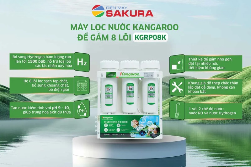  Máy lọc nước Kangaroo Hydrogen KGRP08K - 8 lõi ưu việt