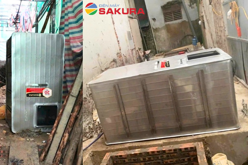 Hình ảnh lắp đặt thực tế bể ngầm inox Sakura 5000L