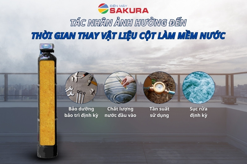 Tác nhân ảnh hướng tới thời gian thay vật liệu cột làm mềm nước
