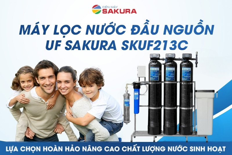 Máy lọc nước 3 cột áp lực tự động sục rửa có màng siêu lọc UF Sakura SKUF213C