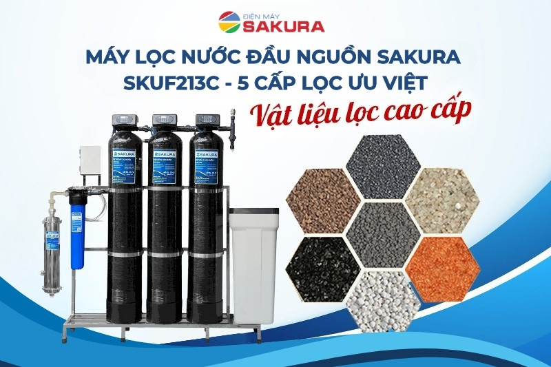 Lọc tổng Sakura SKUF213C 5 cấp lọc hỗ trợ lọc hiệu quả