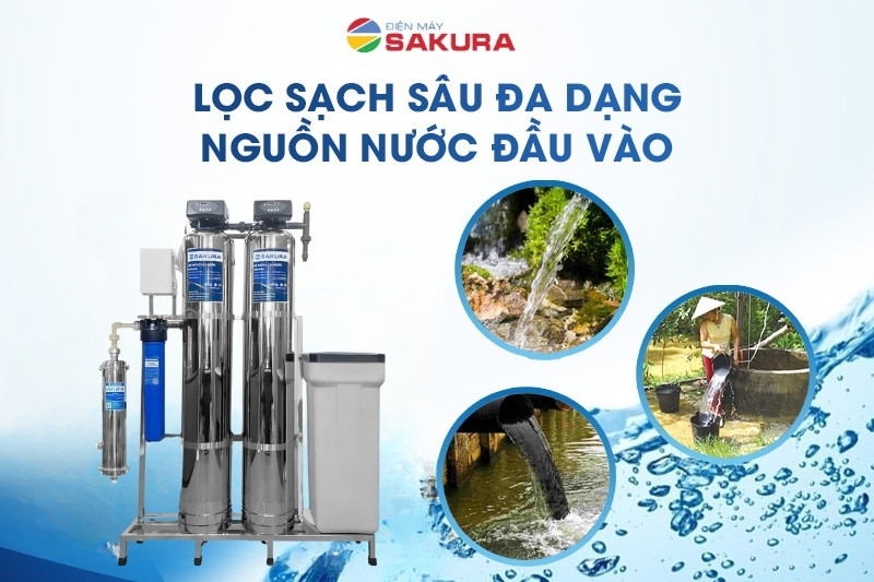 Lọc tổng Sakura SKUF212I có khả năng xử lý đa dạng nguồn nước