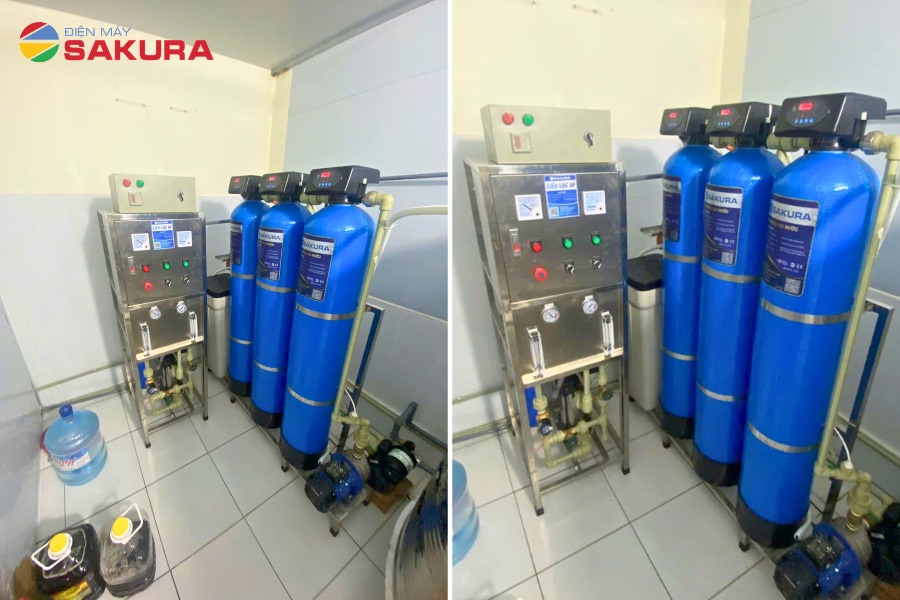 H&igrave;nh ảnh thực tế hệ thống lọc nước tinh khiết c&ocirc;ng nghiệp Sakura 500l/h SKTK500/AT