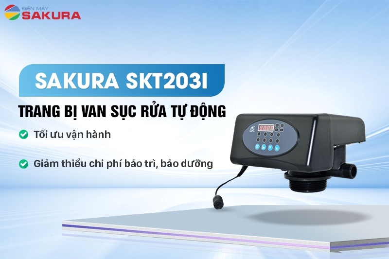 Lọc tổng Sakura SKT203I công suất 3m3/h được trang bị van sục rửa tự động