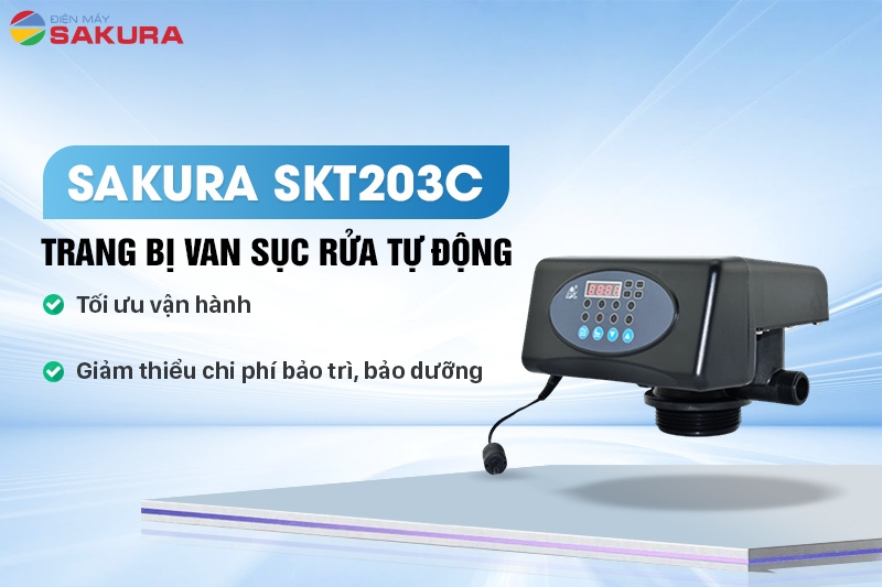 Lọc tổng Sakura SKT203C công suất 3m3/h được trang bị van sục rửa tự động