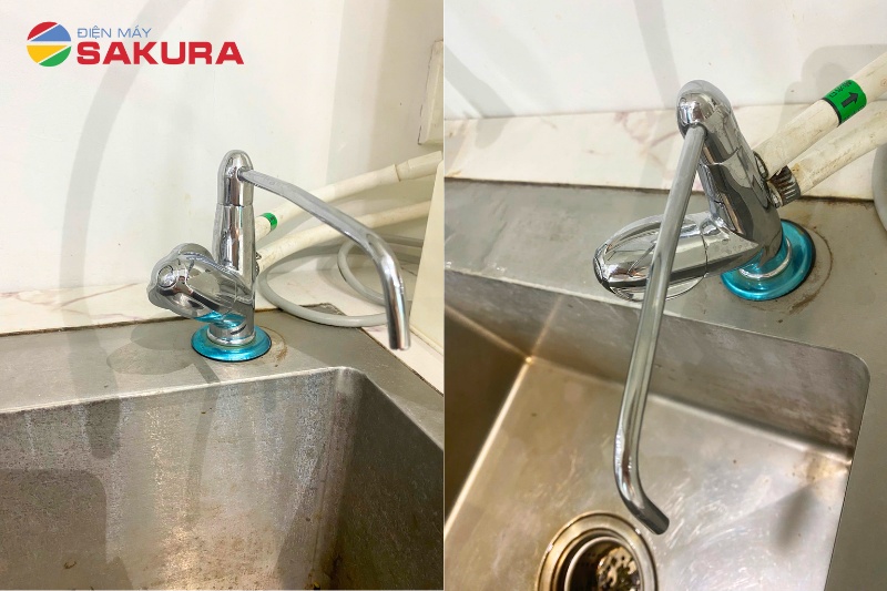 Hình ảnh thực tế vòi nước chuyển đổi cho máy kiềm MLK-V2