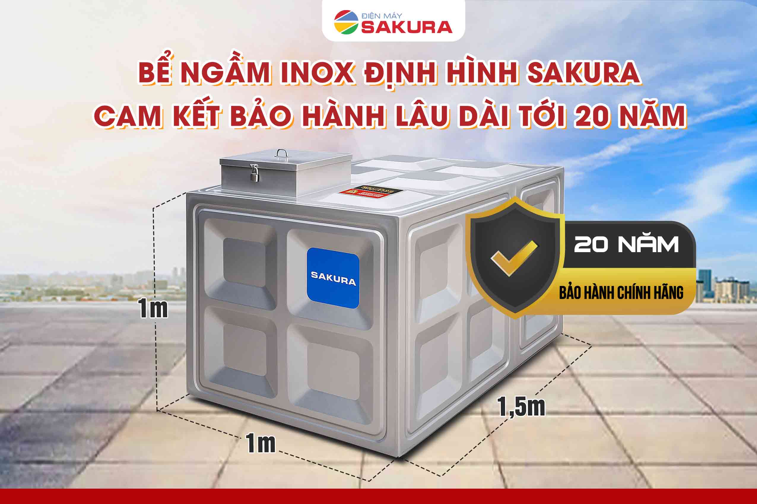 Bể ngầm định hình Sakura bảo hành 20 năm