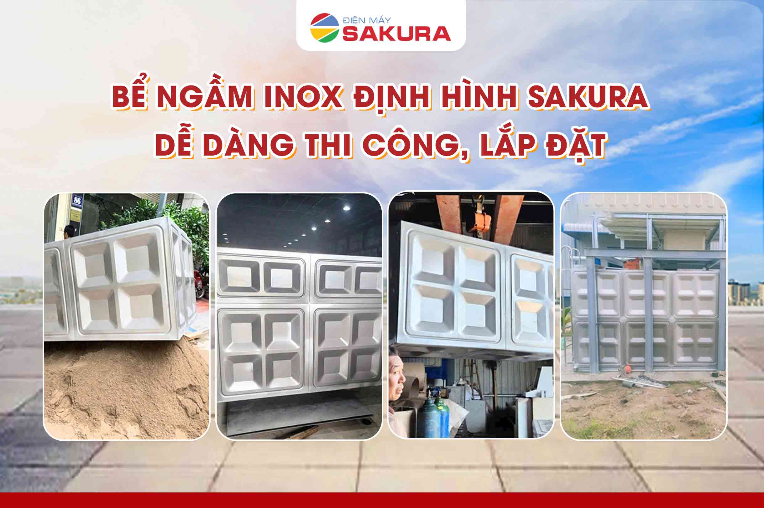 Bể inox định hình Sakura thi công đơn giản, dễ dàng