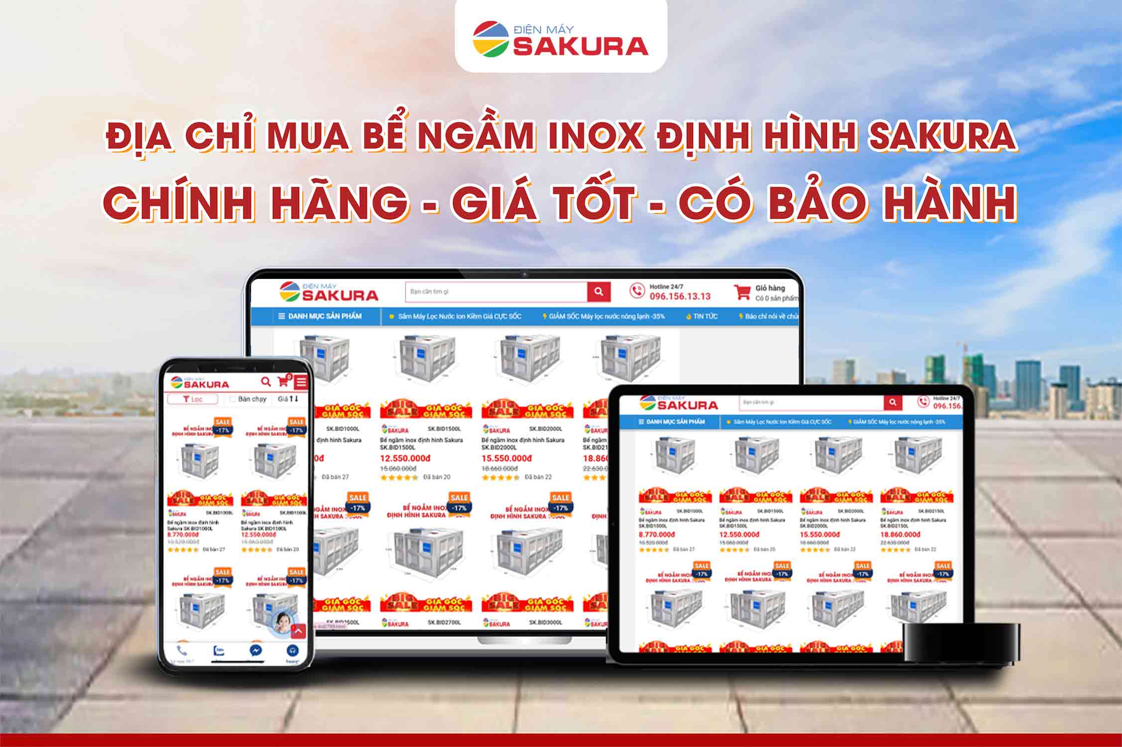 Mua bể ngầm inox định hình Sakura chính hãng, giá tốt tại Điện máy Sakura