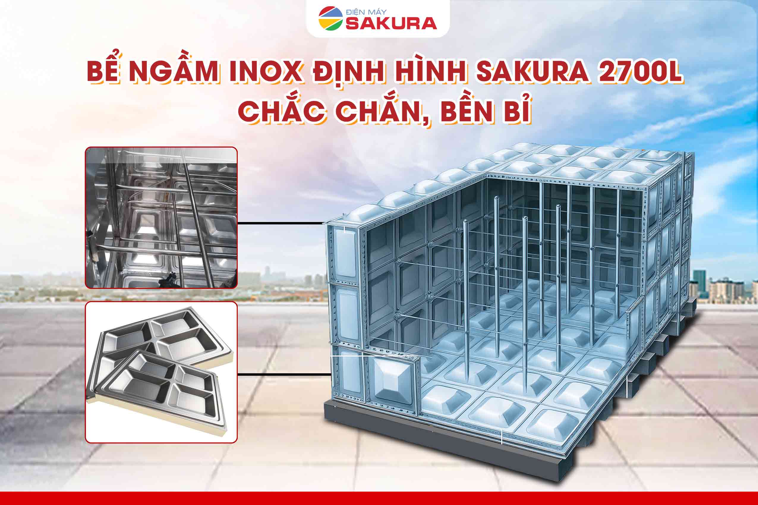 Bể ngầm inox định hình Sakura được ghép từ các tấm Panel chắc chắn