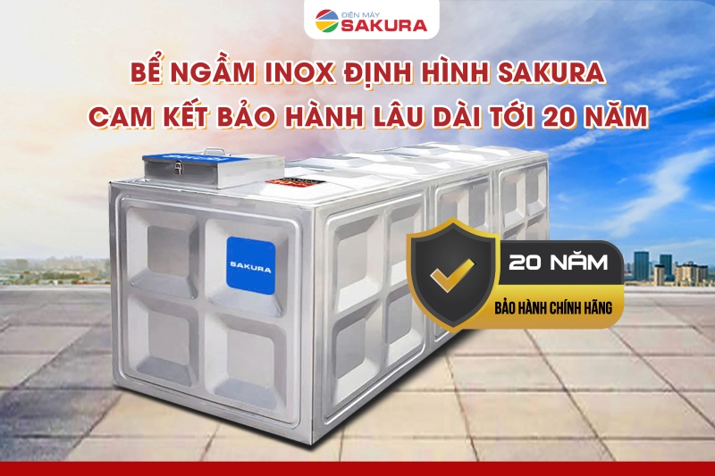 Bể ngầm inox định hình Sakura bảo hành 20 năm