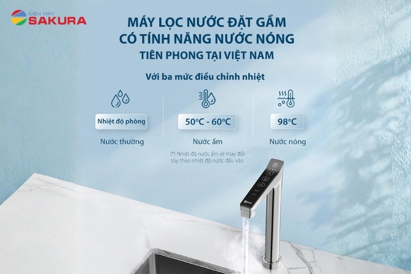 LUX-AOU800HOT sở hữu công suất lọc 2000ml/phút với 3 chế độ nước