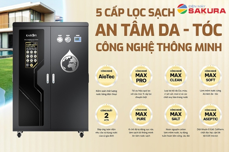 Bộ lọc tổng đầu nguồn Karofi KTF-662 AIO được trang bị 5 cấp lọc