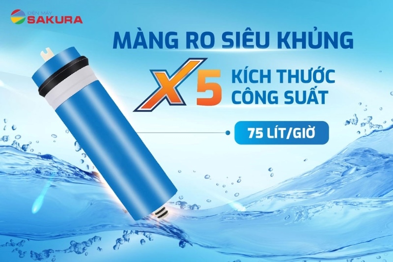 Karofi KAQ-U99 sử dụng màng lọc RO với công suất lọc lên tới 75 lít/ giờ
