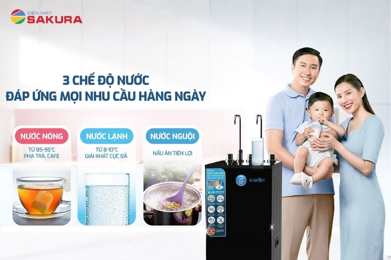 Cung cấp 3 chế độ nước, đáp ứng mọi nhu cầu hàng ngày