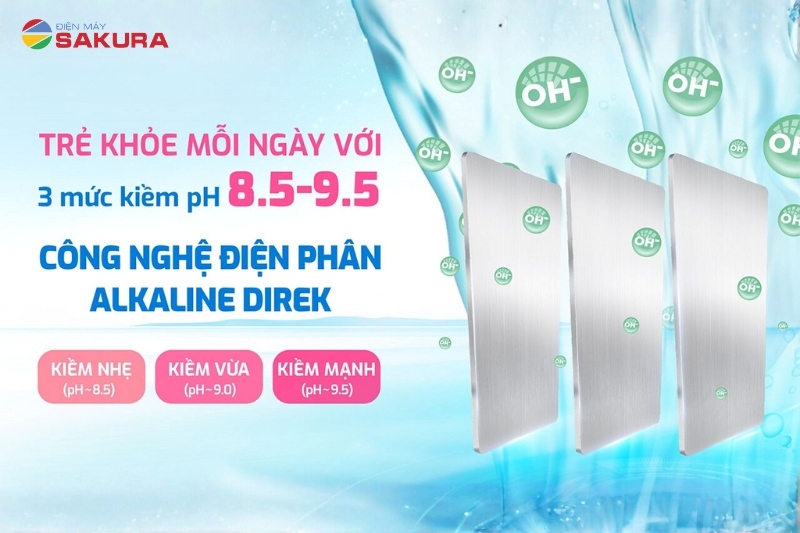 KAE-S86 PRO ứng dụng c&ocirc;ng nghệ ALKALINE DIREK tạo ra 3 loại nước kiềm