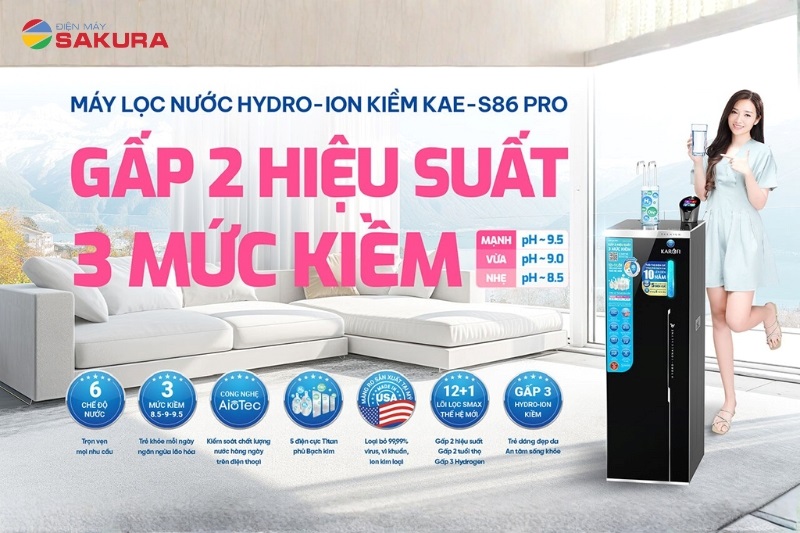 M&aacute;y lọc nước n&oacute;ng lạnh Karofi KAE-S86 PRO ch&iacute;nh h&atilde;ng