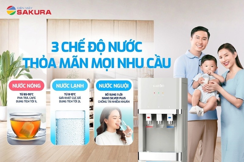 Karofi HCV208G mang đến 3 chế độ nước tiện lợi – phục vụ mọi nhu cầu