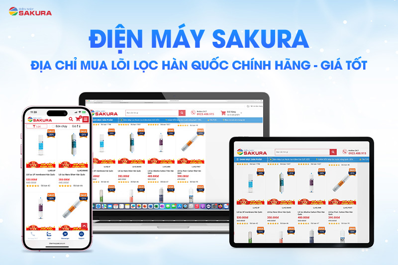 Điện m&aacute;y Sakura - Địa chỉ mua l&otilde;i lọc UF membrane H&agrave;n Quốc ch&iacute;nh h&atilde;ng