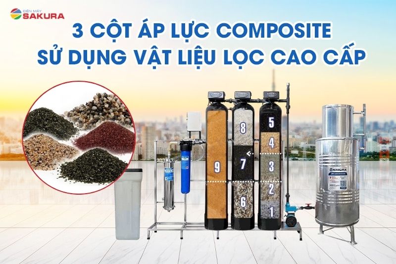 SKGKUF313MC sở hữu 3 cột lọc composite với vật liệu lọc cao cấp