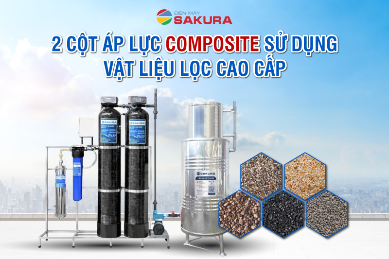 Sakura SKGKUF312C sở hữu 2 cột lọc composite với vật liệu lọc cao cấp