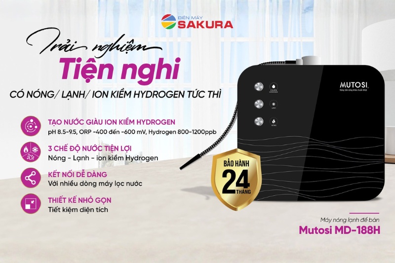 T&igrave;m hiểu m&aacute;y tạo nước ion kiềm v&agrave; l&agrave;m n&oacute;ng lạnh Mutosi MD-188H 