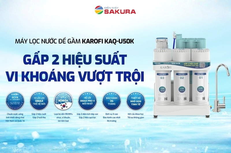 M&aacute;y lọc nước để gầm Karofi KAQ-U50K
