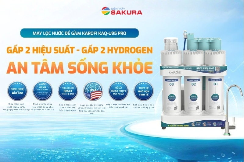M&aacute;y lọc nước để gầm KAQ-U95 Pro mang lại nguồn nước tinh khiết