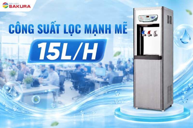 M&aacute;y lọc nước n&oacute;ng lạnh ấm HM-6187 với c&ocirc;ng suất lọc mạnh mẽ
