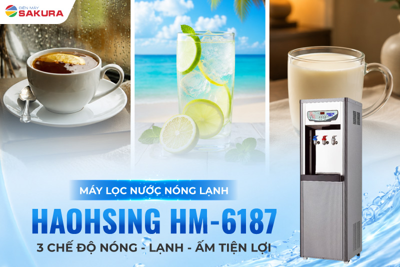 M&aacute;y lọc nước n&oacute;ng lạnh HM-6187 với 3 chế độ nước tiện lợi