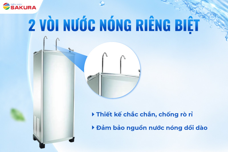 HM-5002 sở hữu 2 v&ograve;i nước n&oacute;ng ri&ecirc;ng biệt, an to&agrave;n